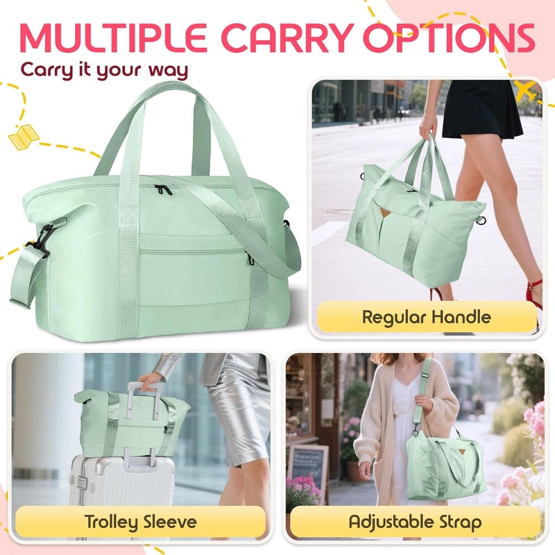 Magimack Duffle Bag for Travel, Carry-on Travel Bag with Trolley Sleeve, Sport Gym Bag for Women, Overnight Bag for Men, Hospital Bag for Labor and Delivery (Green) - Image 5